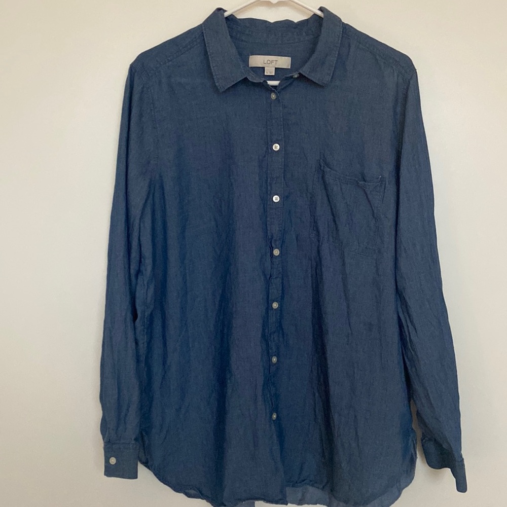 LOFT Relaxed Chambray Pocket Shirt
